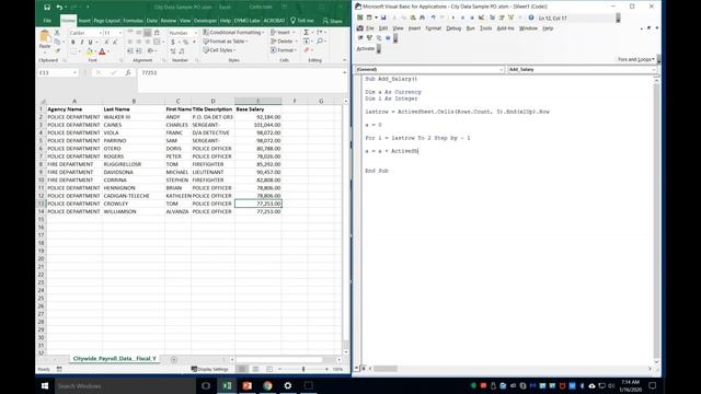 SUM Totals at Bottom of a Column (Variable Range)   - VBA