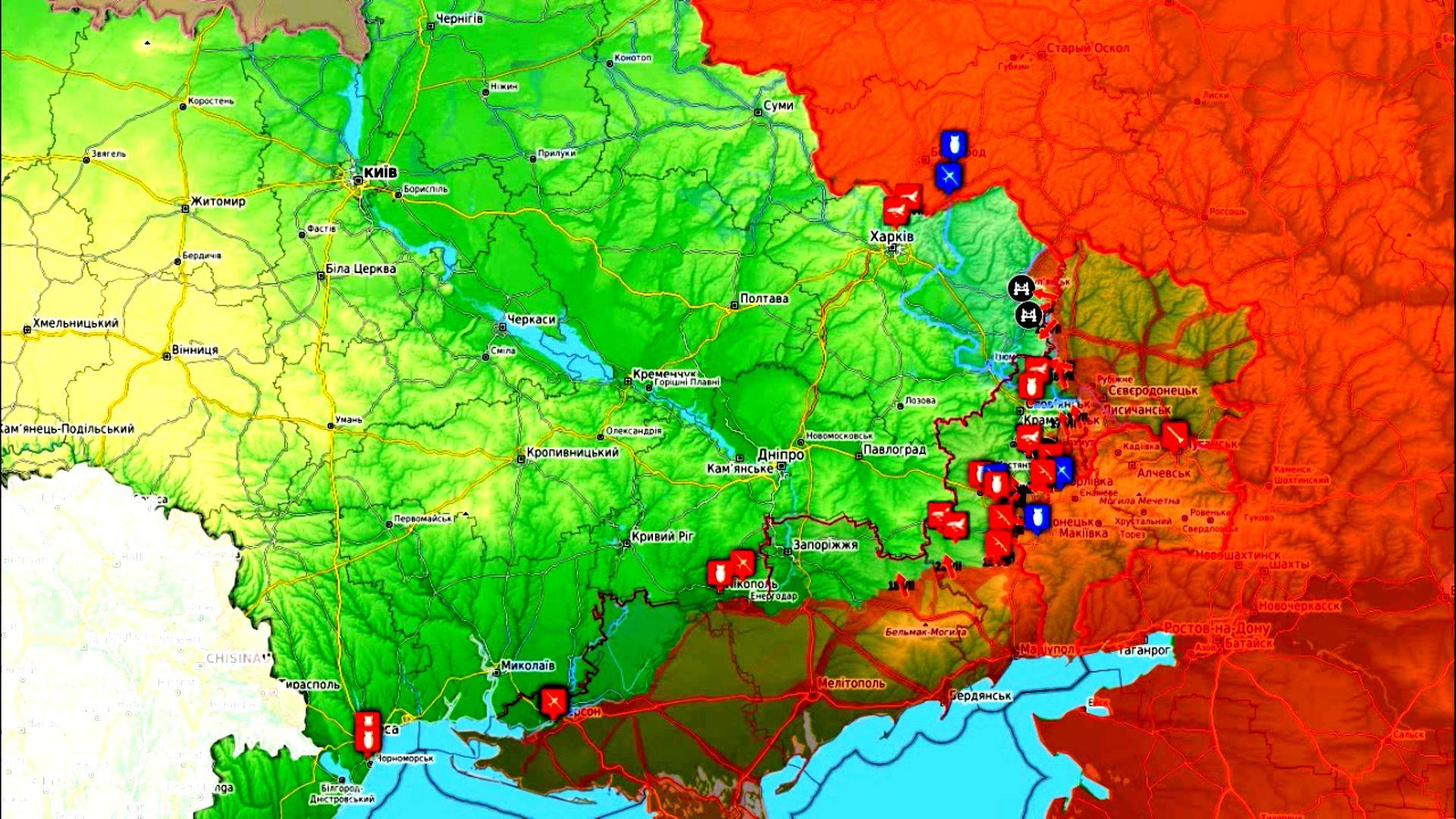 Карта боевых действий.  И снова удары укрорейха по Белгородской области