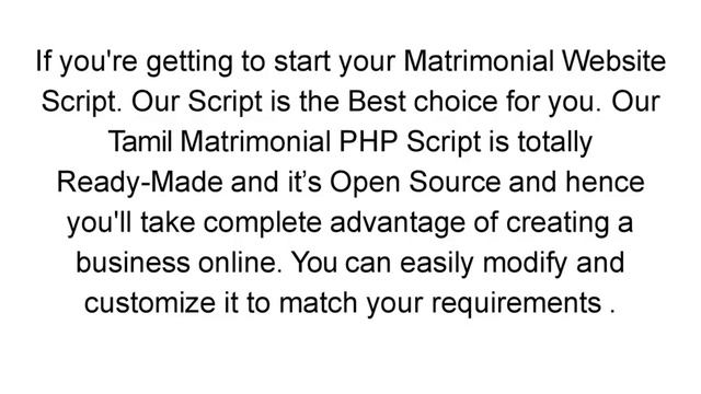 Tamil Matrimony Script - PHP READYMADE SCRIPT