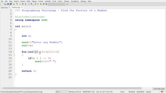 9. Programming Challenge & Solution - Finding the Factors of a Number