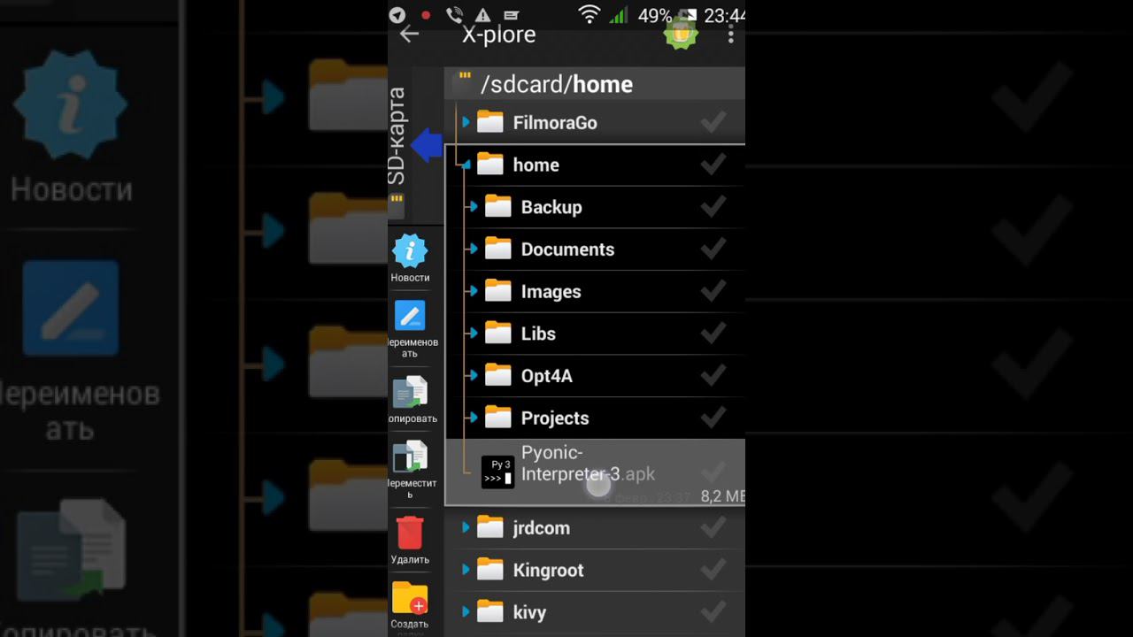 Установка пакета Pyonic Interpreter 3