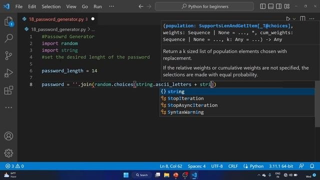 18 Exercise - Create a Program that  Generates Random Password  for Users.
