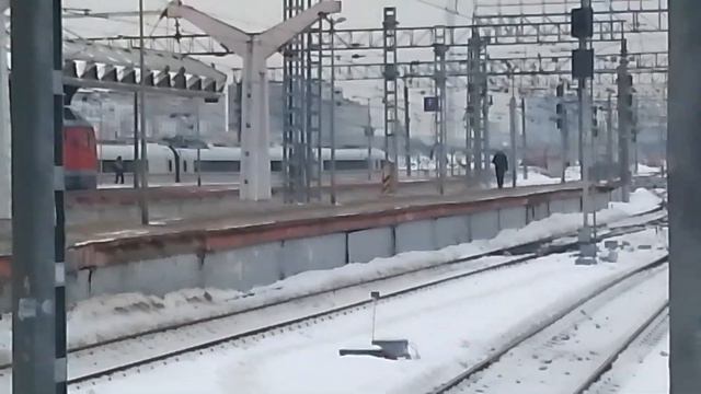 прибытие ЭВС1-08 "Сапсан" в Ленинградский вокзал
