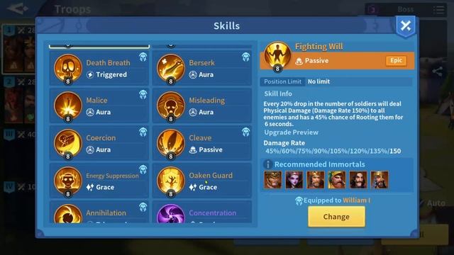 Infinity Kingdom | Fire March | Immortals & Skills Setup