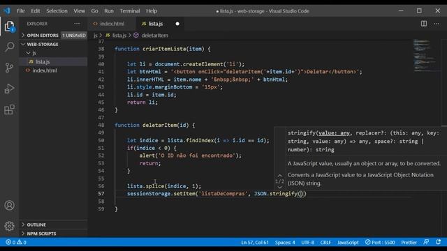 #Parte 2/2 - Salvando dados no navegador com a API Web Storage