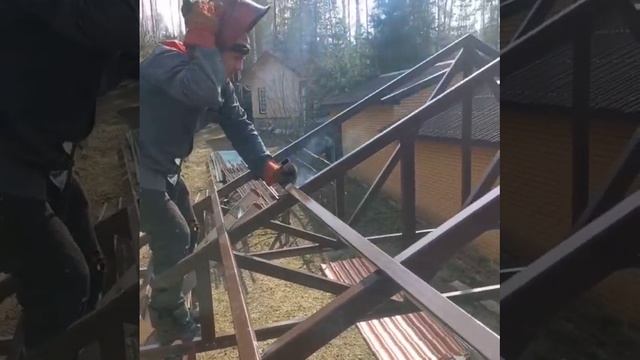 навес под авто 12х6м дер.Корокино