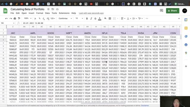 How to calculate Beta of Portfolio with selected benchmark using google finance and python
