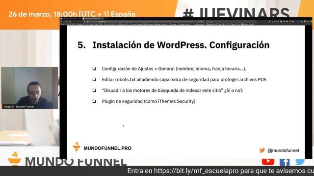 Cómo crear una Escuela Online [profesional] con WordPress ?. #Juevinars Mundo Funnel
