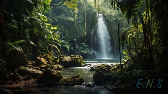 10-Minute Relaxing Tropical Waterfall Sound Effects & River Sounds