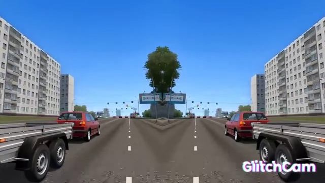 VW Golf 2 with Trailer - City Car Driving [Logitech G27] in Mirror.