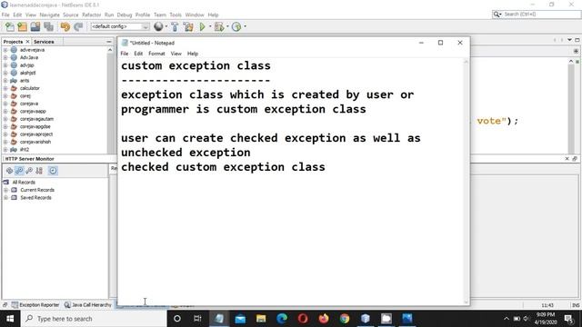 EXCEPTION HANDLING IN JAVA PART 4 | CUSTOM EXCEPTION CLASS | DIFFERENCE BETWEEN THROW AND THROWS