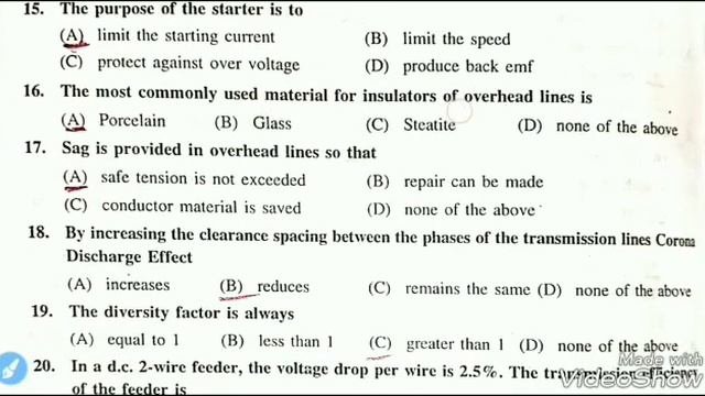 UGVCL Vidhyut Sahayak Junior Engineer Electrical EXAM Paper With Answers Key Part -1