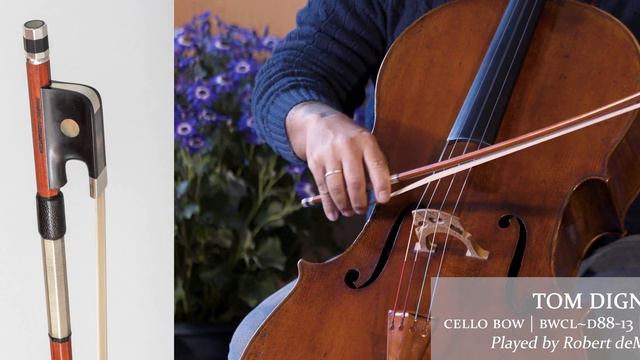Thomas Dignan silver & ebony cello bow / Robert deMaine, cellist / at the Metzler Violin Shop