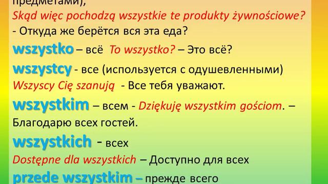 Польский. Тема: Słówko dnia (wszystko)
