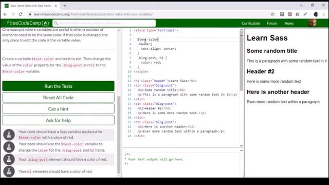Store Data With Sass Variables FreeCodeCamp