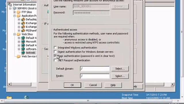 Enable Windows Integrated Authentication for a website in Windows IIS