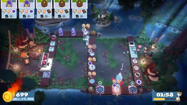 Overcooked All you can eat! DLC - Campfire Cook Off 1-4 ~ 4 Star (4星) - 2 Player co-op