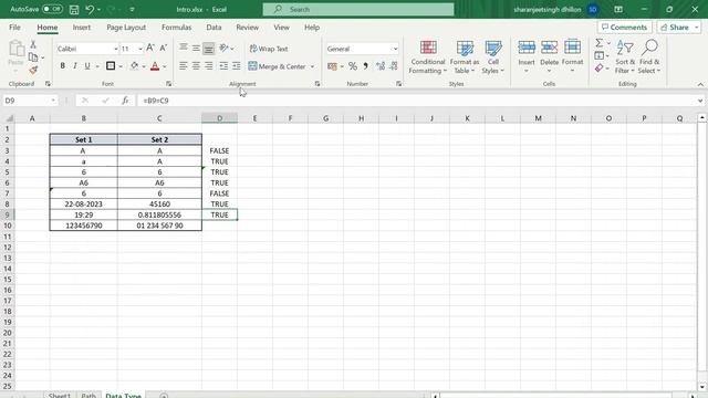 Excel DATA TYPES  MS EXCEL BASIC in Hindi  Excel Basics Tutorial -2
