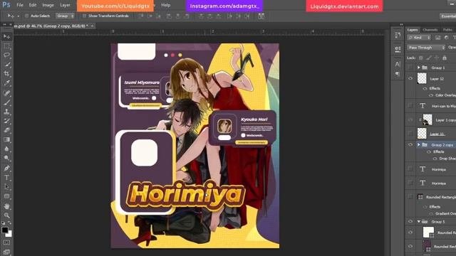 Tutorial Design Anime GFX Colorfull | Photoshop