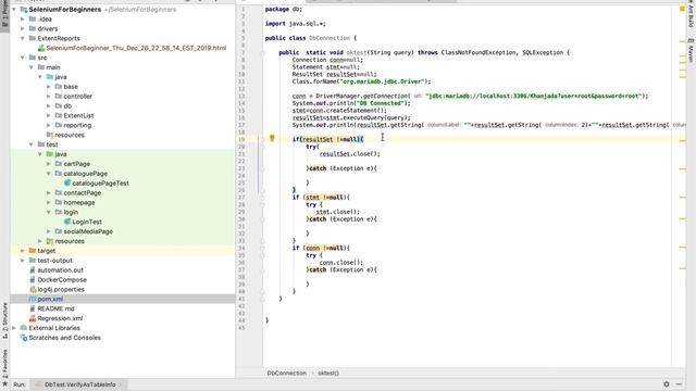 How to execute sql query and connect MariaDB JDBC connection with Java selenium | #jdbc #java