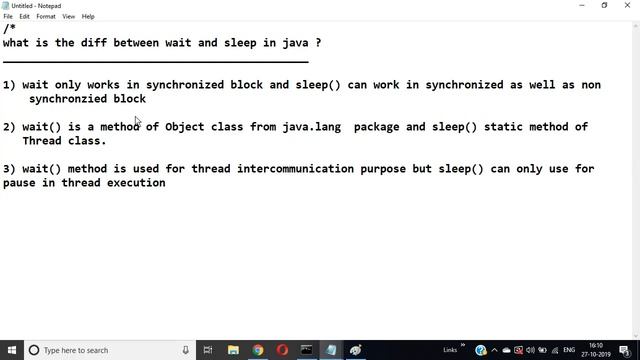 Difference between wait() and sleep() in Java | Giri's Tech Hub | Java