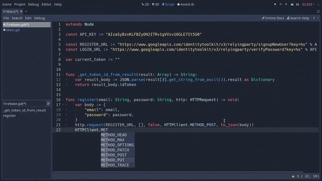 Login with Firebase in Godot 3.1 (tutorial)