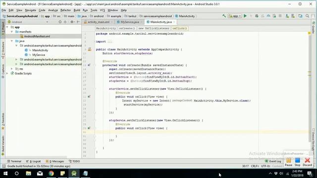Create Service in android studio example