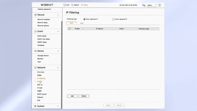 Wisenet A Series  |   NVR Network Settings