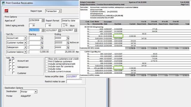 Adagio Receivables - Overdue Receivables Report