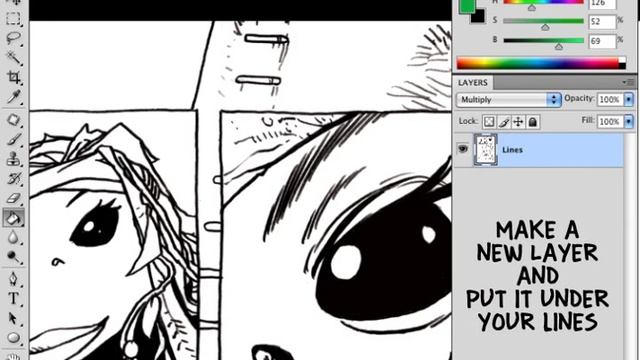 Multiply Tutorial in Photoshop - How to color a comic