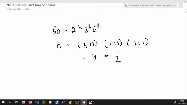 Total number and sum of divisors for a given number