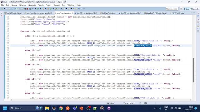 Avaya OD -  Play Dynamic prompt using Java. Example Dynamic Date ArrayList