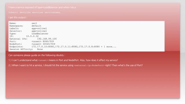 Kubernetes - what does unset mean in port in a service?