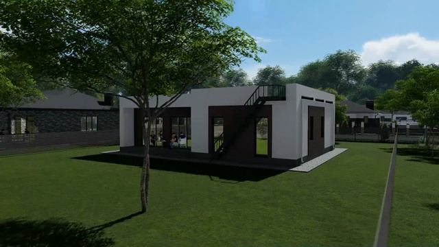 Презентация проекта одноэтажного дома площадью 130кв.м. с плоской крышей