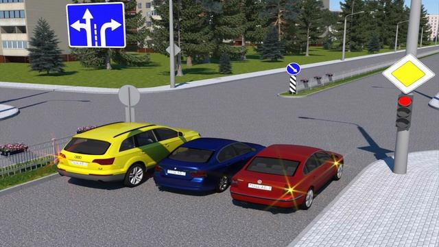 Проезд регулируемого перекрёстка. ПДД