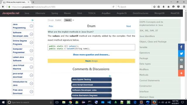 What are the implicit methods in Java Enum?
| javapedia.net