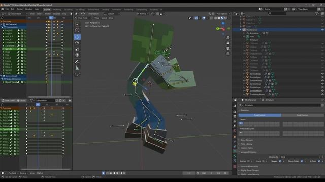 Делаю анимацию ходьбы для майнкрафт зомби / Making a walk animation for minecraft zombies
