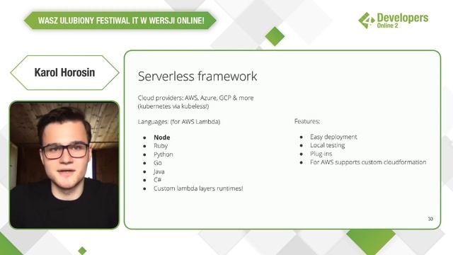 4Developers Online 2: Karol Horosin, Serverless functions