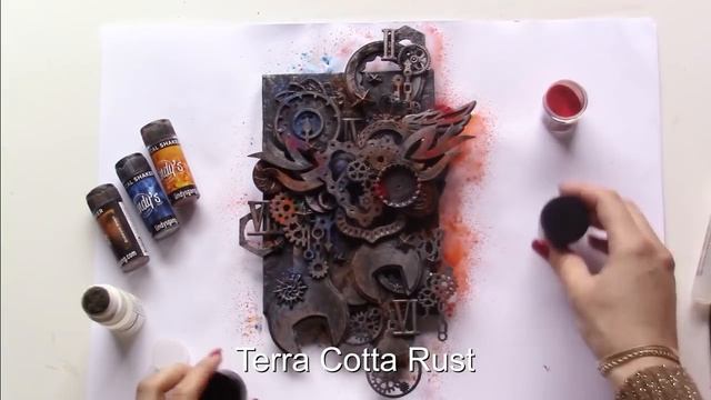 Mixed Media Steampunk Canvas by Maria Lillepruun