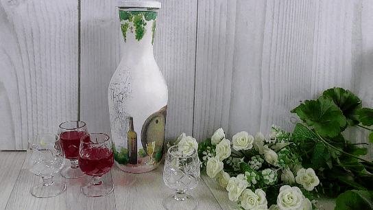 Декор бутылки в винтажном стиле