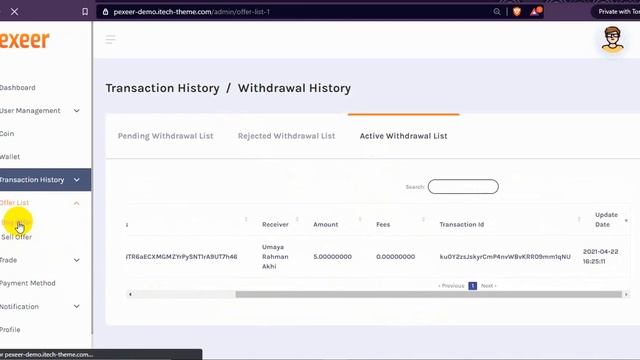 Pexeer Admin panel demo(p2p exchange platform)