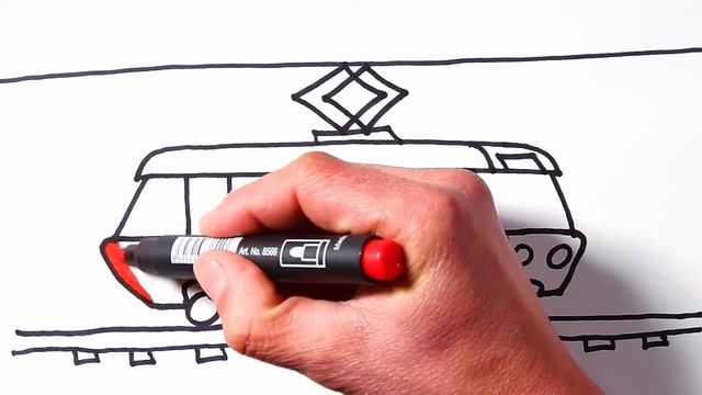 How to Draw Tram Transport Colouring Book for Kids  Learning Coloring Pages with Colored Markers