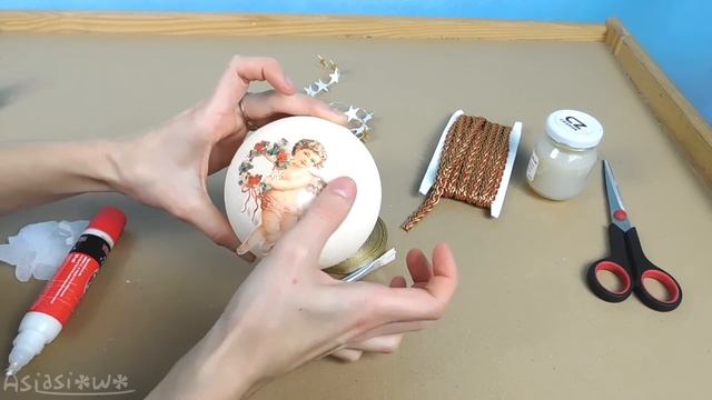 DIY Decoupage Christmas Ball (ENG Subtitles) - Speed Up #283