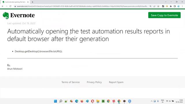 Automatically opening the test automation results reports in default browser after their generation