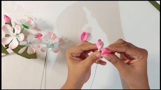 Apple blossom flower making with crepe paper | Art and Craft | DIY