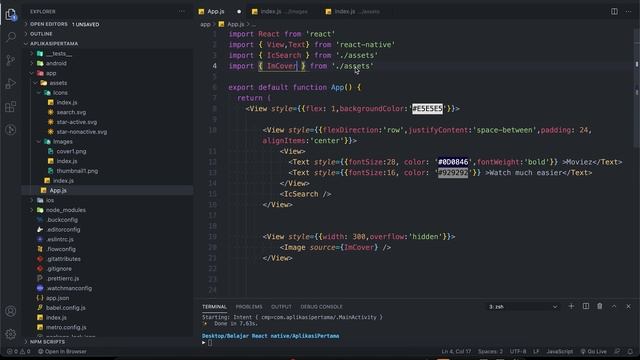 #8 Belajar React Native Dasar Bagi Pemula - Membuat Aplikasi android berdasarkan desain figma step