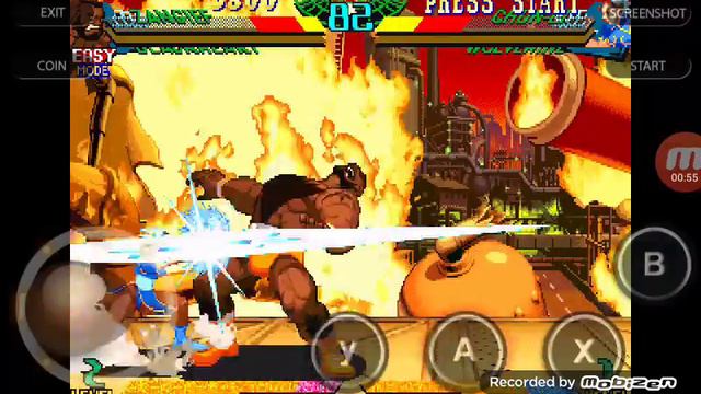 Marvel Super Heroes vs Street Fighter Android Zangief & Black Heart vs Chun li & Wolverine.