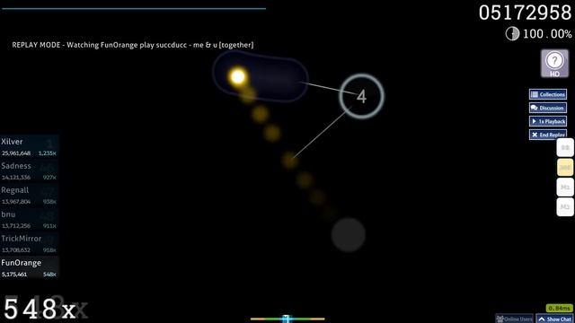 osu! | FunOrange | succducc - me & u [together] +HD 99.92% FC | 312pp #1