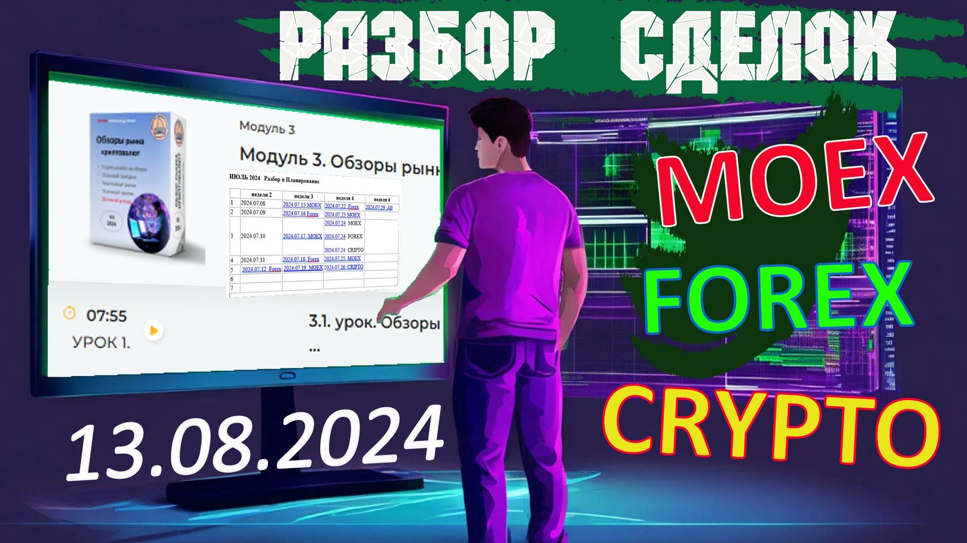 2024.08.13  Анализ и Разбор  сделок по CRYPTO, MOEX, FOREX