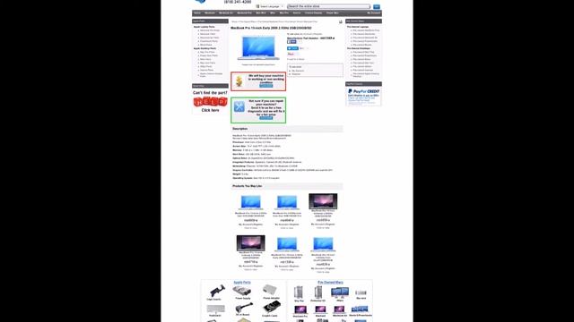 mb134ll a   MacBook Pro 15 inch Early 2008 2 5GHz 2GB 250GB SD